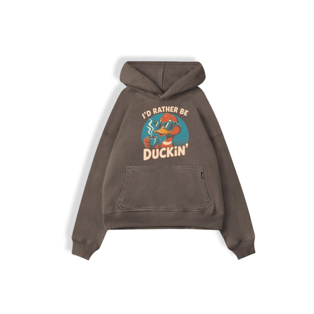Id Rather Be Duckin Funny Duck Coffee Graphic Hoodie - Image 3