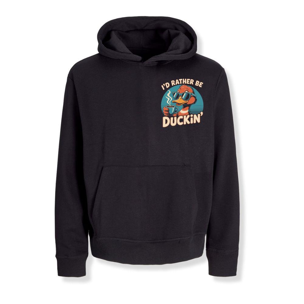 Id Rather Be Duckin Funny Duck Coffee Graphic Hoodie