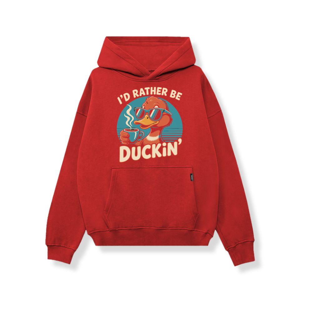 Id Rather Be Duckin Funny Duck Coffee Graphic Hoodies 3