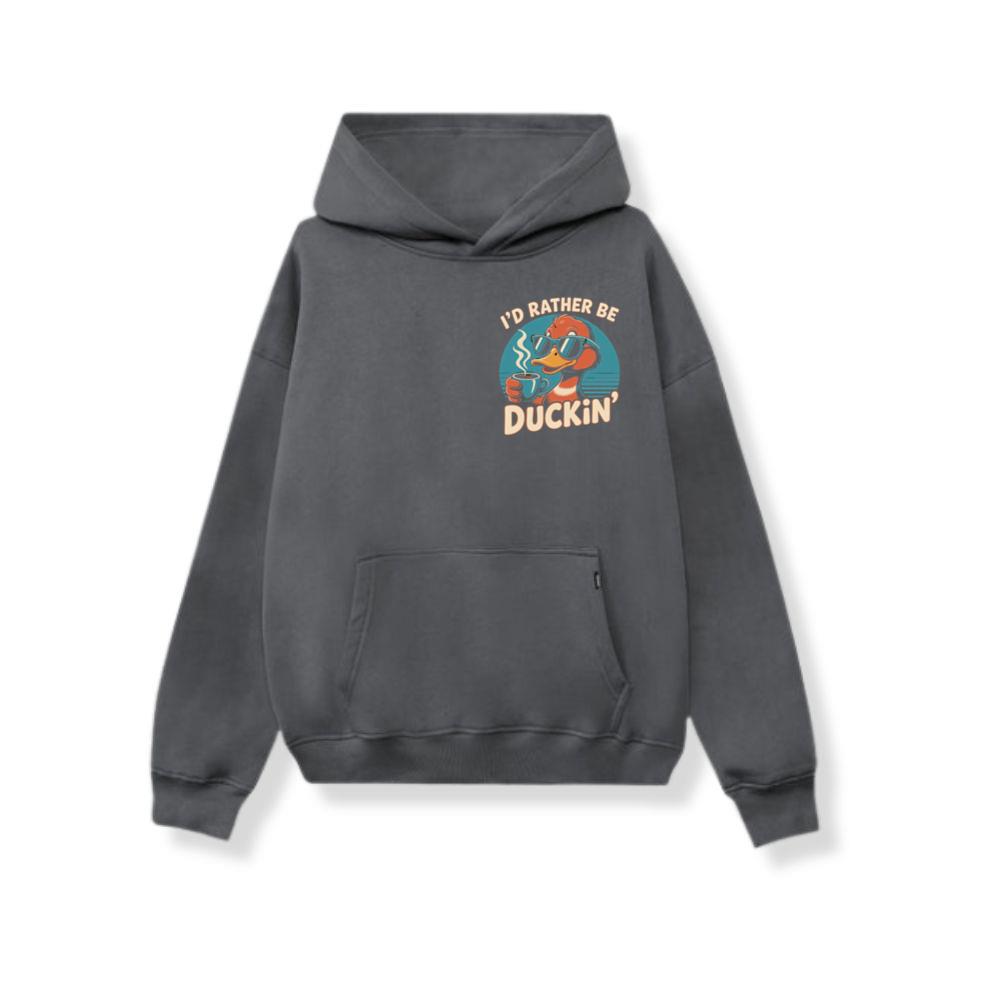Id Rather Be Duckin Funny Duck Coffee Graphic Hoodies