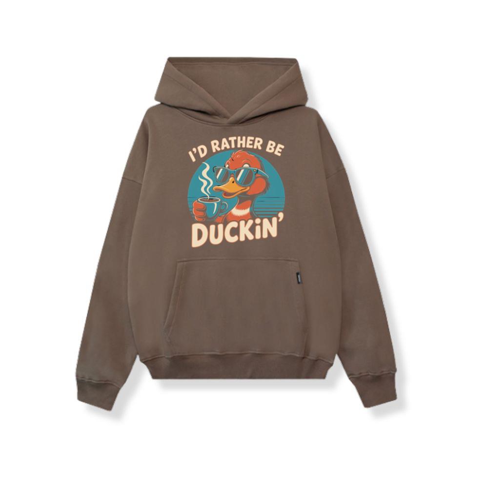 Id Rather Be Duckin Funny Duck Coffee Graphic Hoodies 2