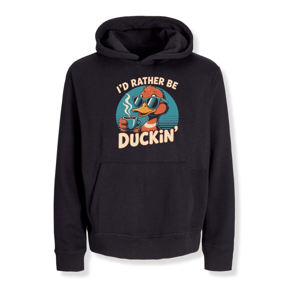 Id Rather Be Duckin Funny Duck Coffee Graphic Hoodies
