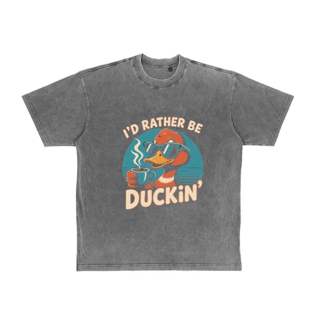Id Rather Be Duckin Funny Duck Coffee Graphic T-Shirt