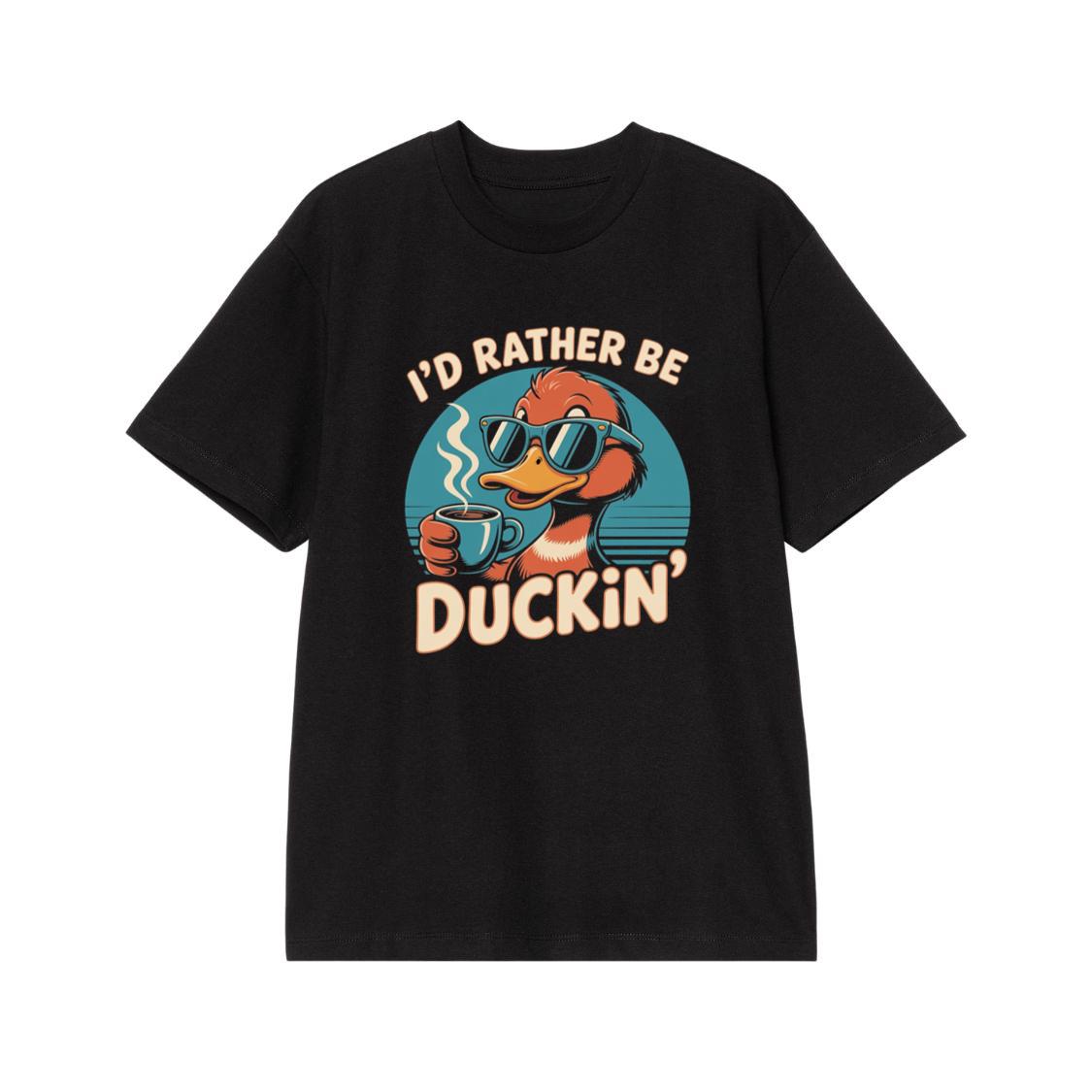 Id Rather Be Duckin Funny Duck Coffee Graphic T-Shirt