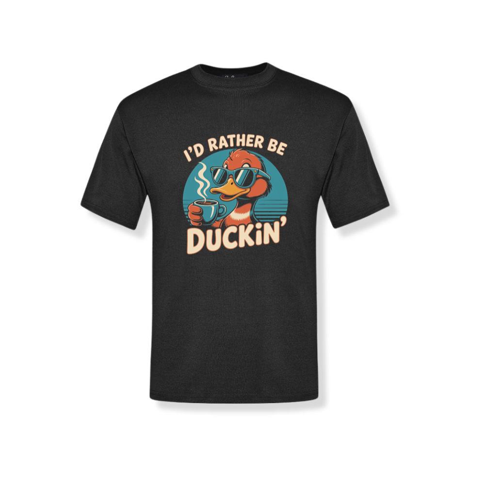 Id Rather Be Duckin Funny Duck Coffee Graphic T-Shirt