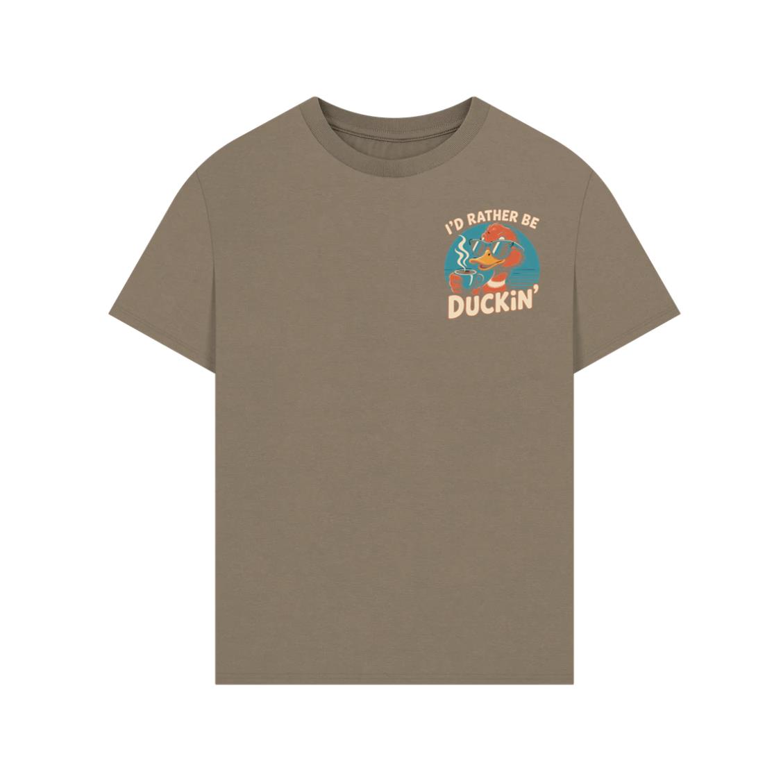 Id Rather Be Duckin Funny Duck Coffee Graphic T-Shirt - Image 2