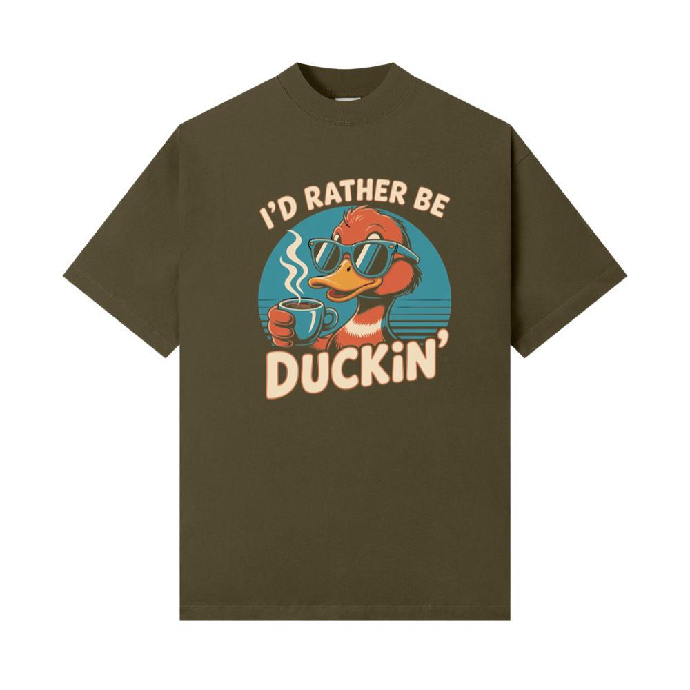 Id Rather Be Duckin Funny Duck Coffee Graphic T-Shirt - Image 2