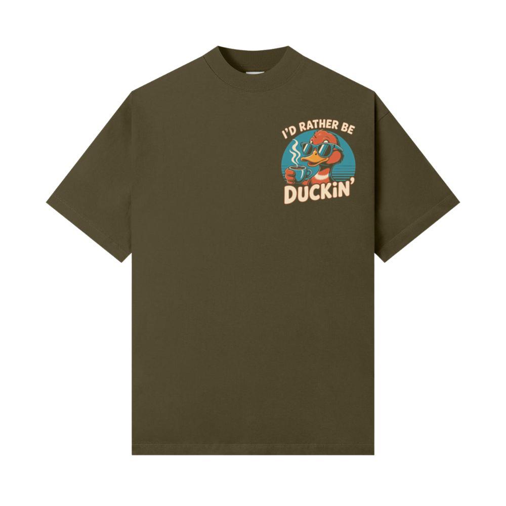 Id Rather Be Duckin Funny Duck Coffee Graphic T-Shirt - Image 2
