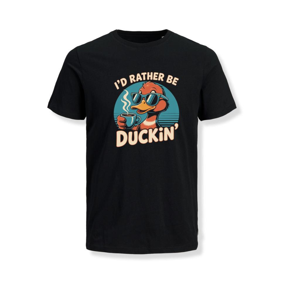 Id Rather Be Duckin Funny Duck Coffee Graphic T-Shirt