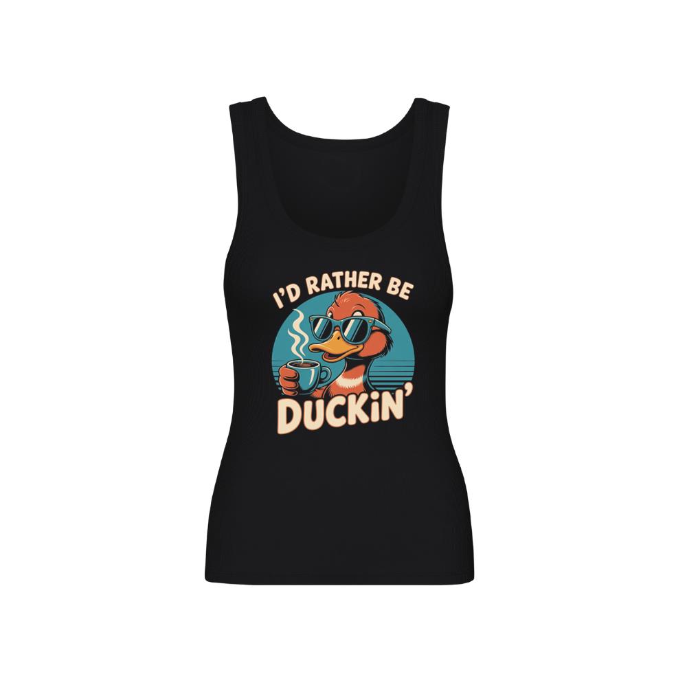 Id Rather Be Duckin Funny Duck Coffee Graphic Tank Top