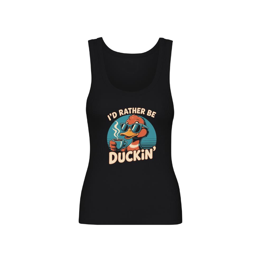 Id Rather Be Duckin Funny Duck Coffee Graphic TankTop 
