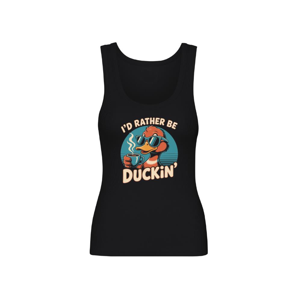 Id Rather Be Duckin Funny Duck Coffee Graphic TankTop 