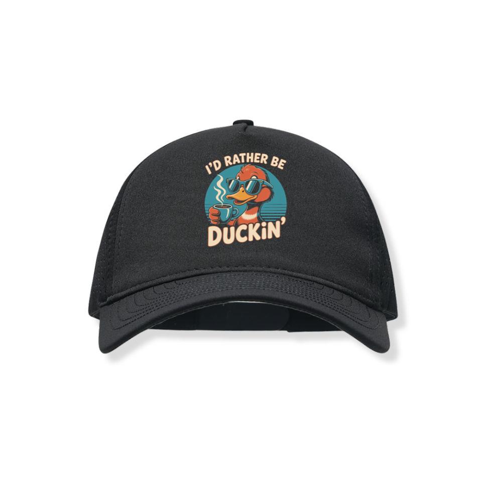 Id Rather Be Duckin Summer Cartoon Design with Cool Sunglasses Black Hat