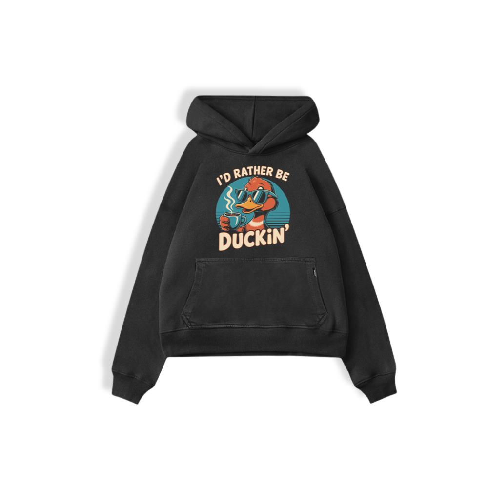 Id Rather Be Duckin Summer Cartoon Design with Cool Sunglasses Hoodie