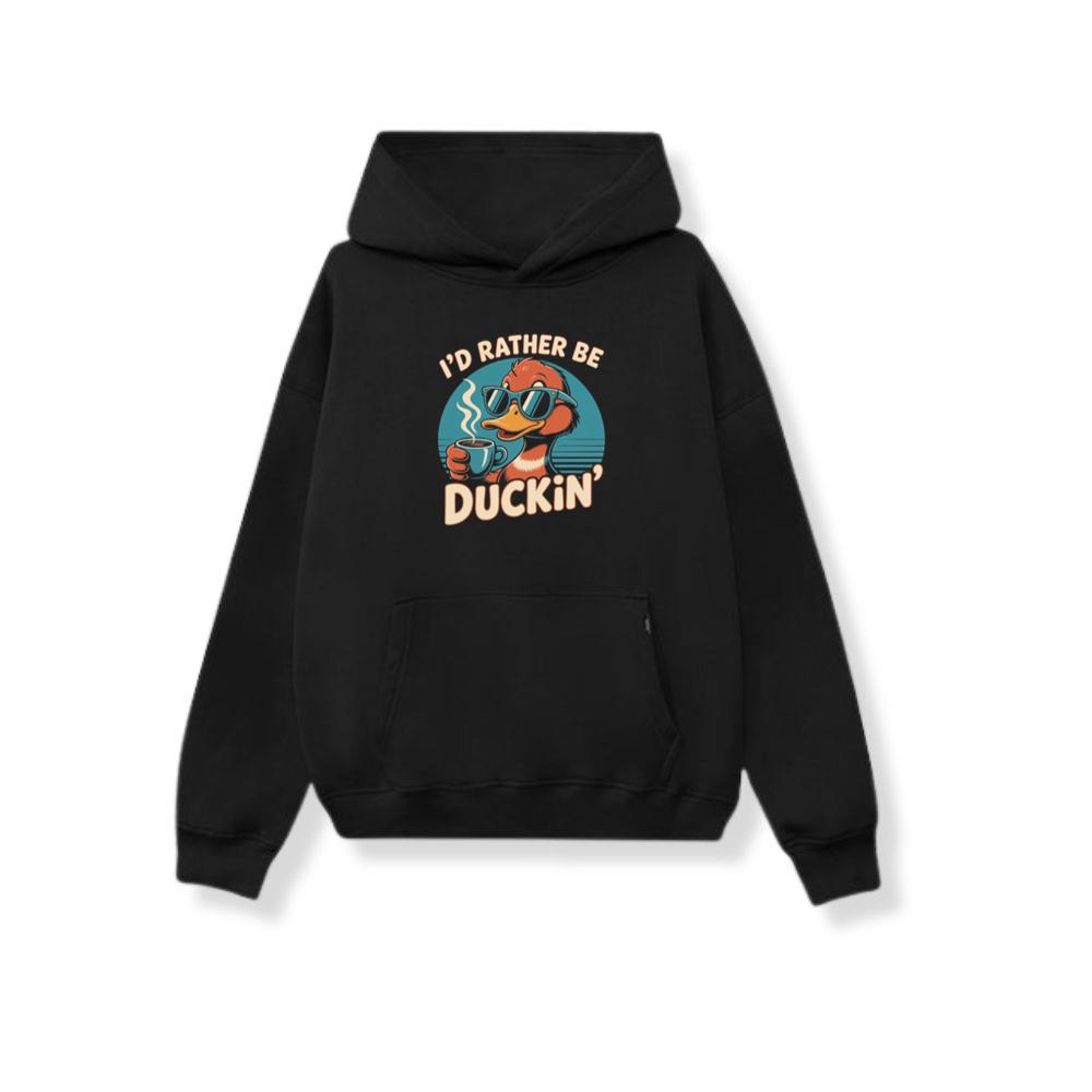 Id Rather Be Duckin Summer Cartoon Design with Cool Sunglasses Hoodie