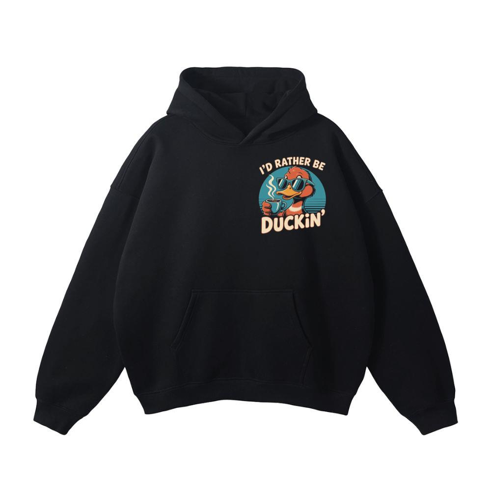 Id Rather Be Duckin Summer Cartoon Design with Cool Sunglasses Hoodie