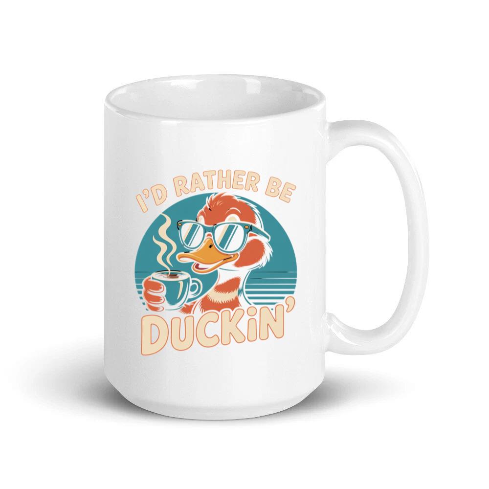 Id Rather Be Duckin Summer Cartoon Design with Cool Sunglasses Mug