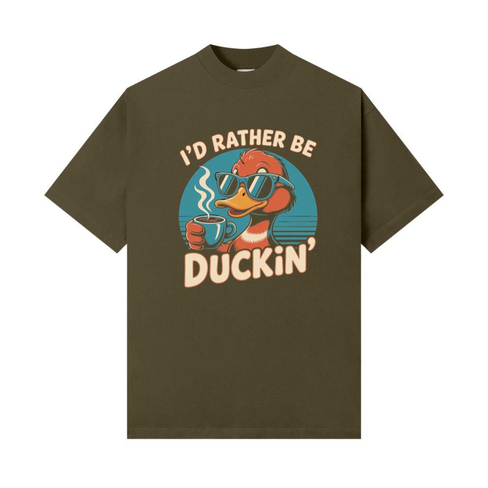 Id Rather Be Duckin Summer Cartoon Design with Cool Sunglasses T-Shirt - Image 2