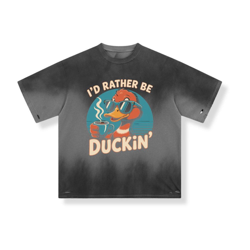 Id Rather Be Duckin Summer Cartoon Design with Cool Sunglasses T-Shirt