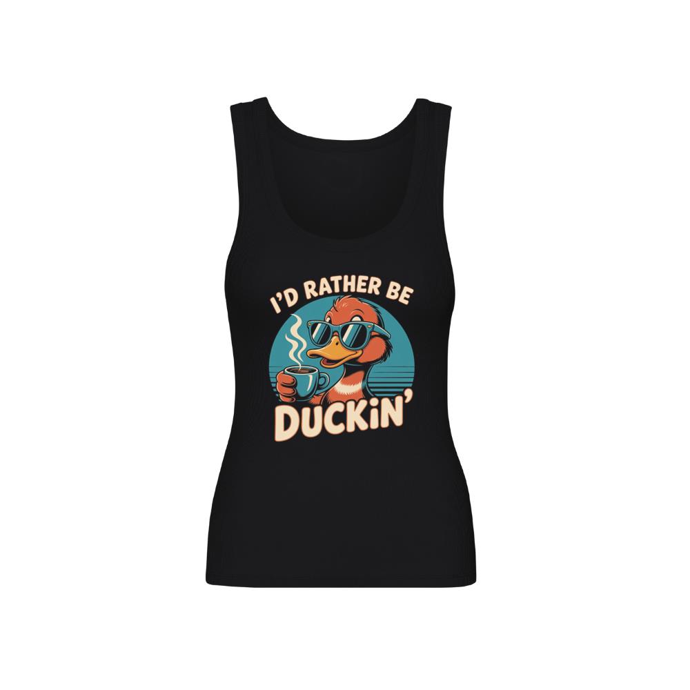 Id Rather Be Duckin Summer Cartoon Design with Cool Sunglasses Tank Top