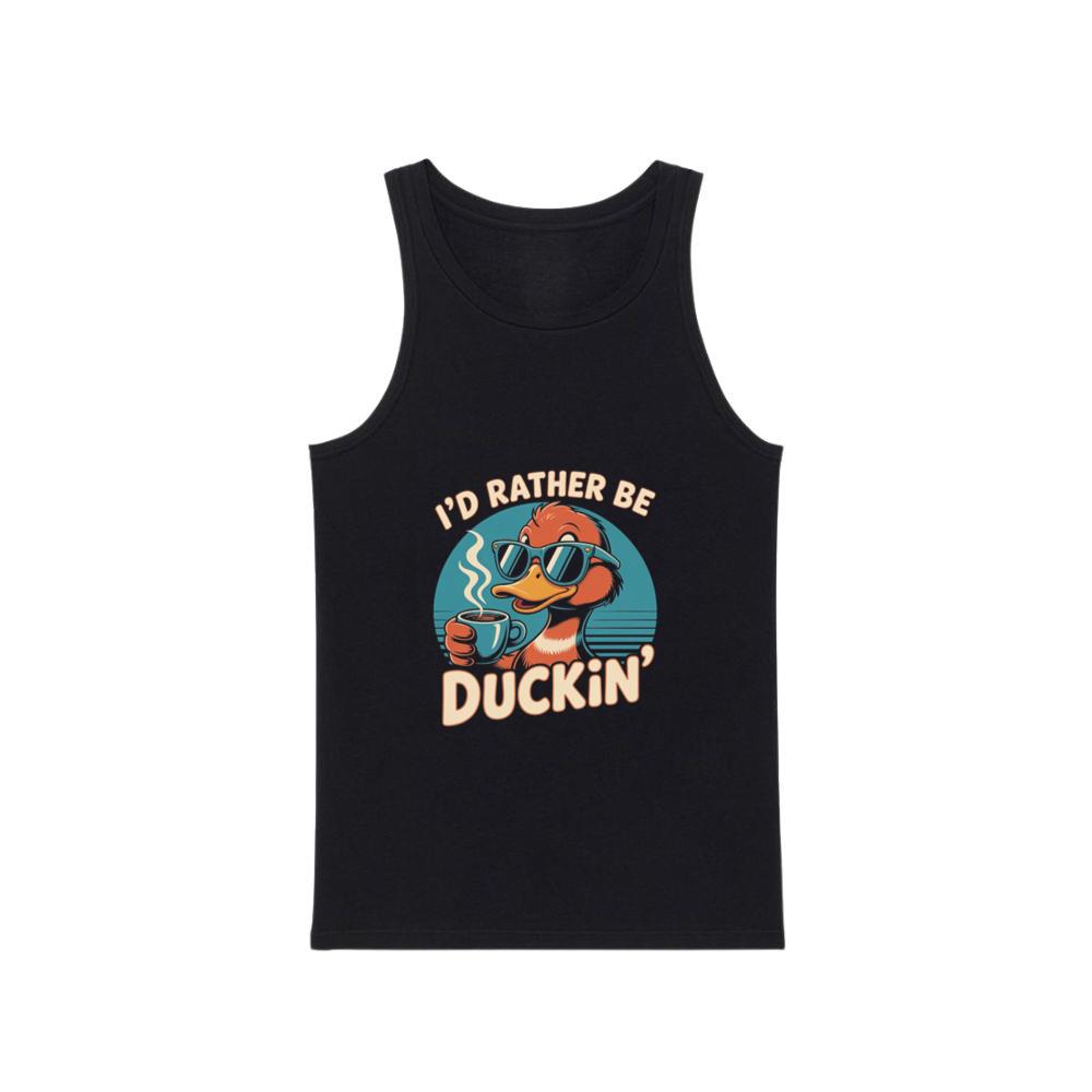Id Rather Be Duckin Summer Cartoon Design with Cool Sunglasses TankTop Men