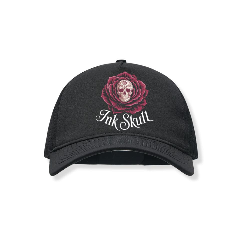 Ink Skull Rose Tattoo Inspired Gothic Artwork Design Black Hat