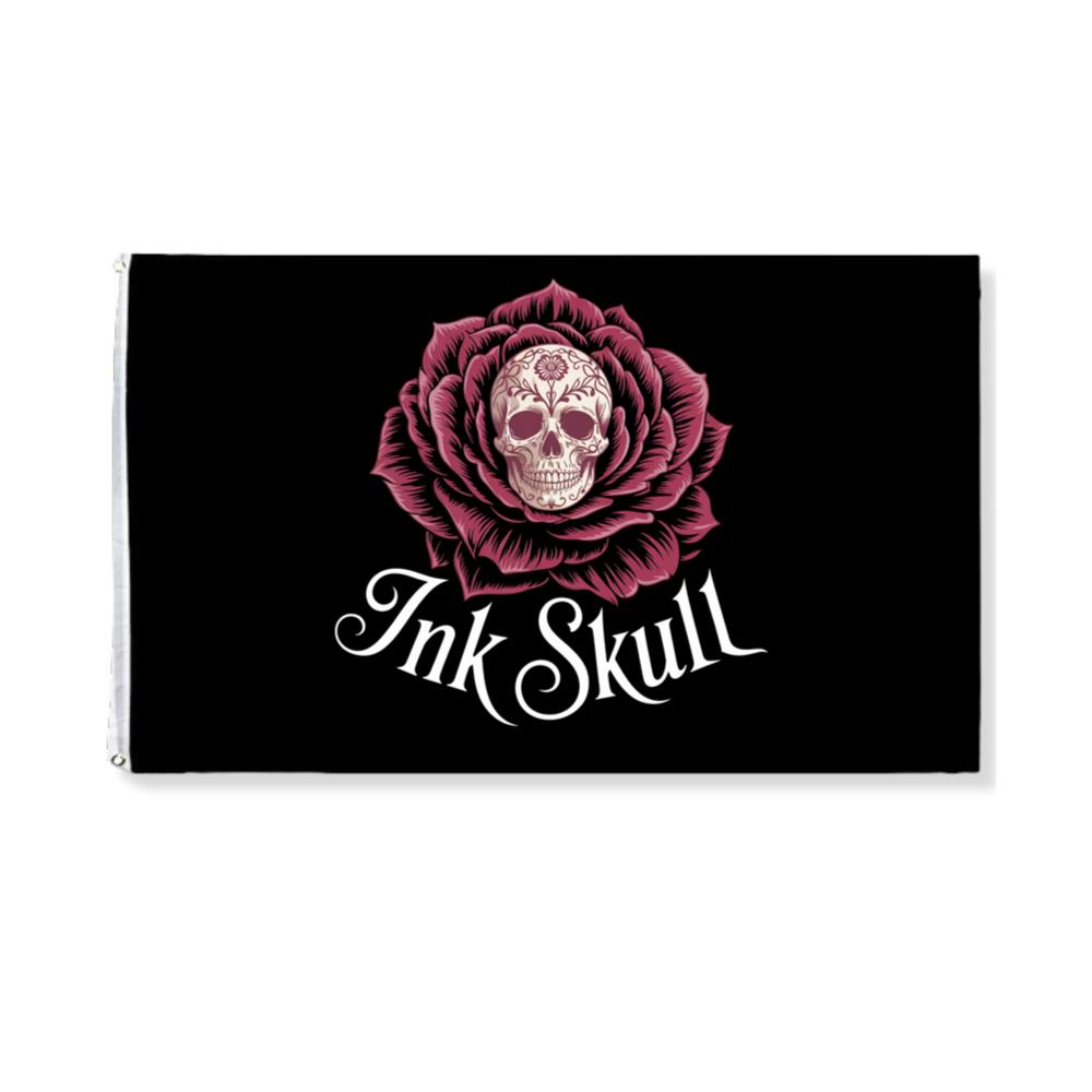 Ink Skull Rose Tattoo Inspired Gothic Artwork Design Flat
