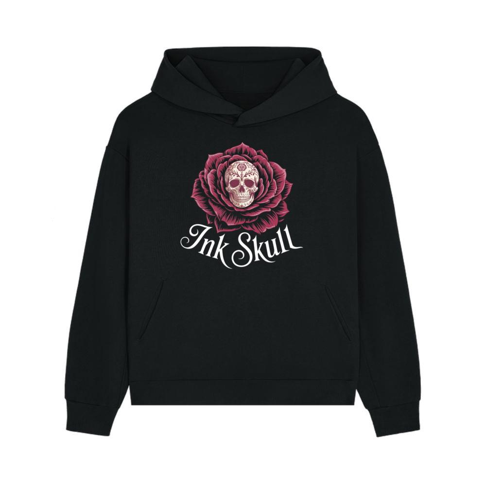 Ink Skull Rose Tattoo Inspired Gothic Artwork Design Hoodie