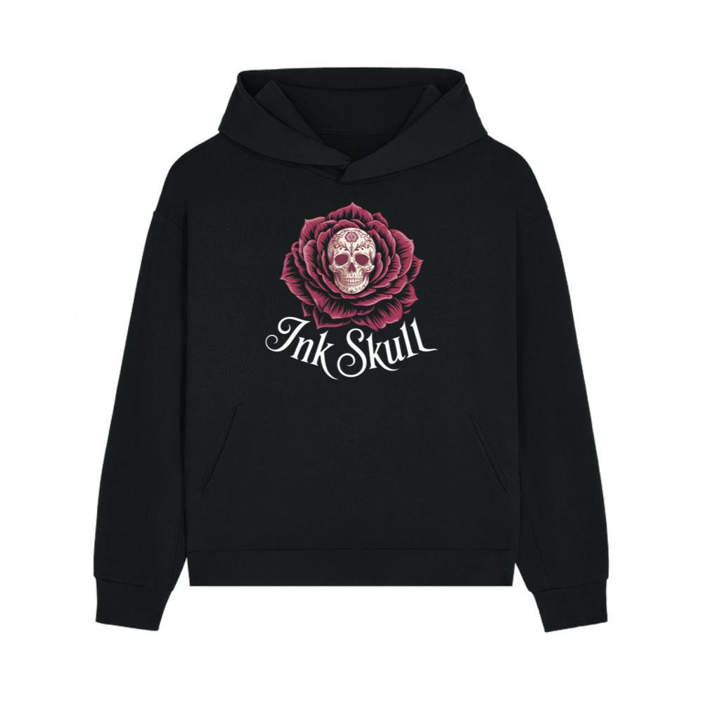 Ink Skull Rose Tattoo Inspired Gothic Artwork Design Hoodie