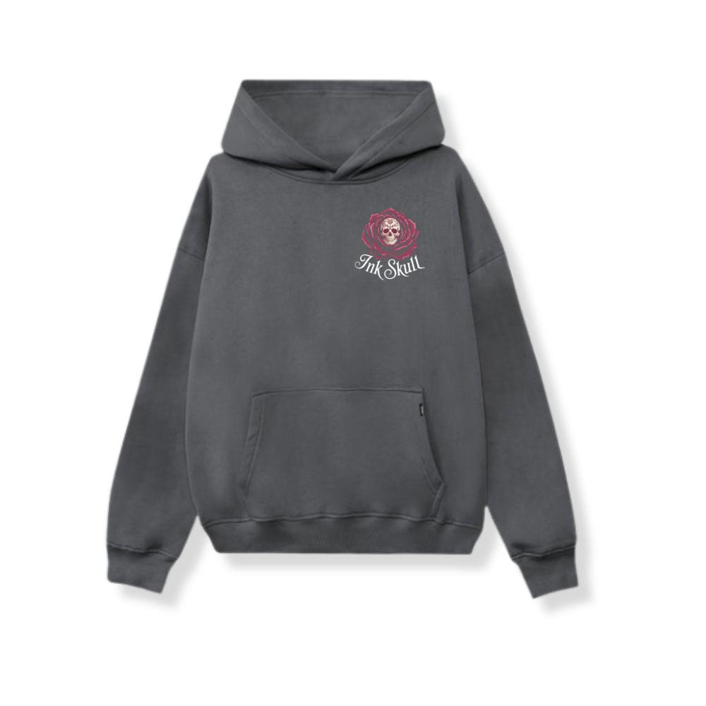 Ink Skull Rose Tattoo Inspired Gothic Artwork Design Hoodie