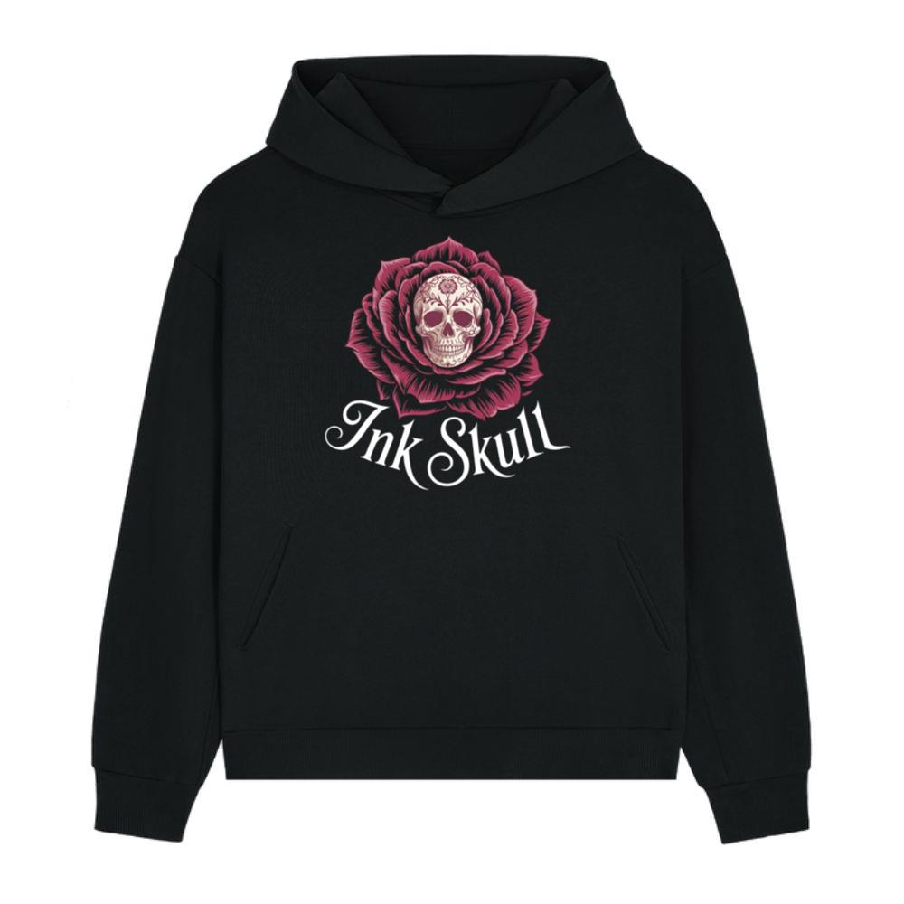 Ink Skull Rose Tattoo Inspired Gothic Artwork Design Hoodie