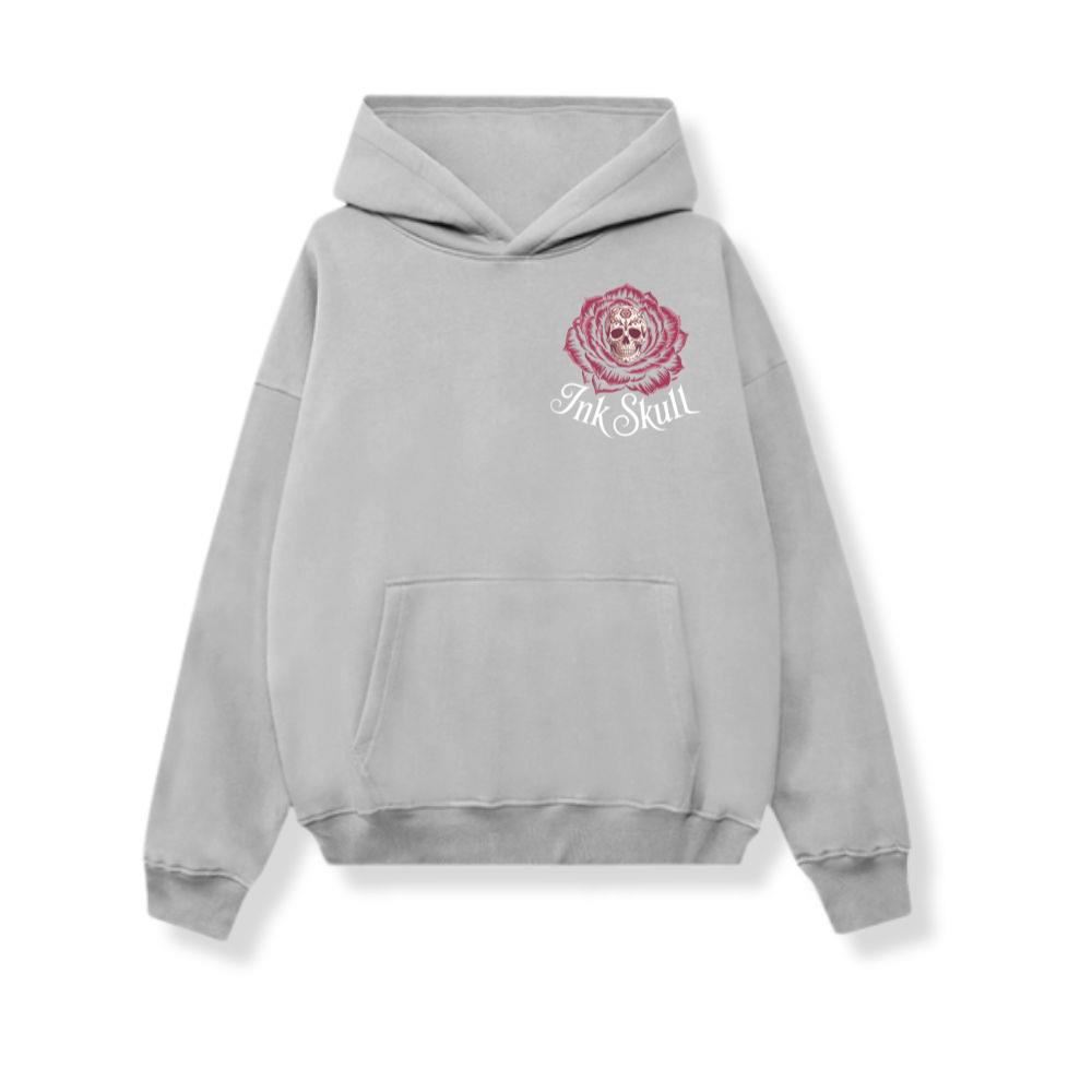 Ink Skull Rose Tattoo Inspired Gothic Artwork Design Hoodie
