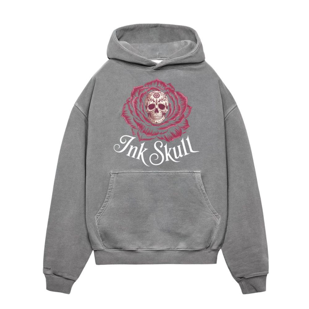 Ink Skull Rose Tattoo Inspired Gothic Artwork Design Hoodies