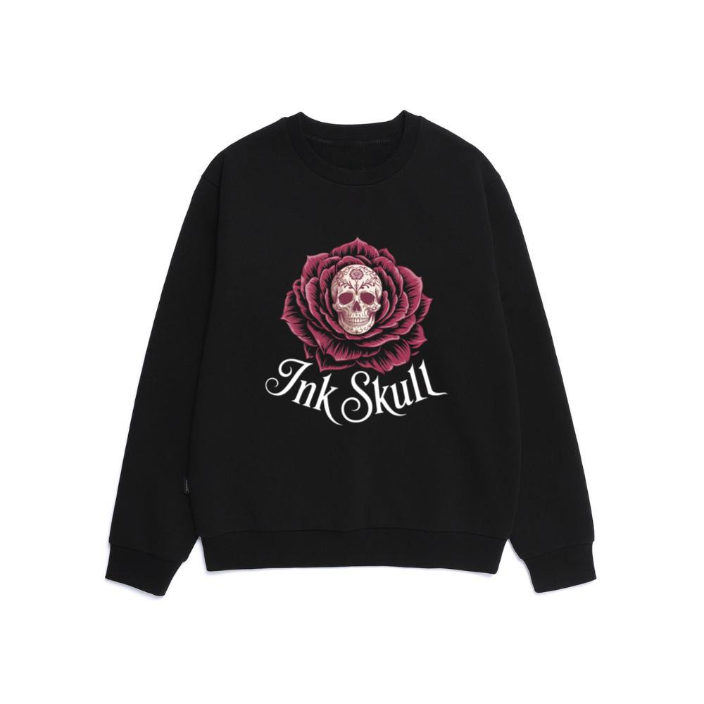 Ink Skull Rose Tattoo Inspired Gothic Artwork Design Sweatshirt