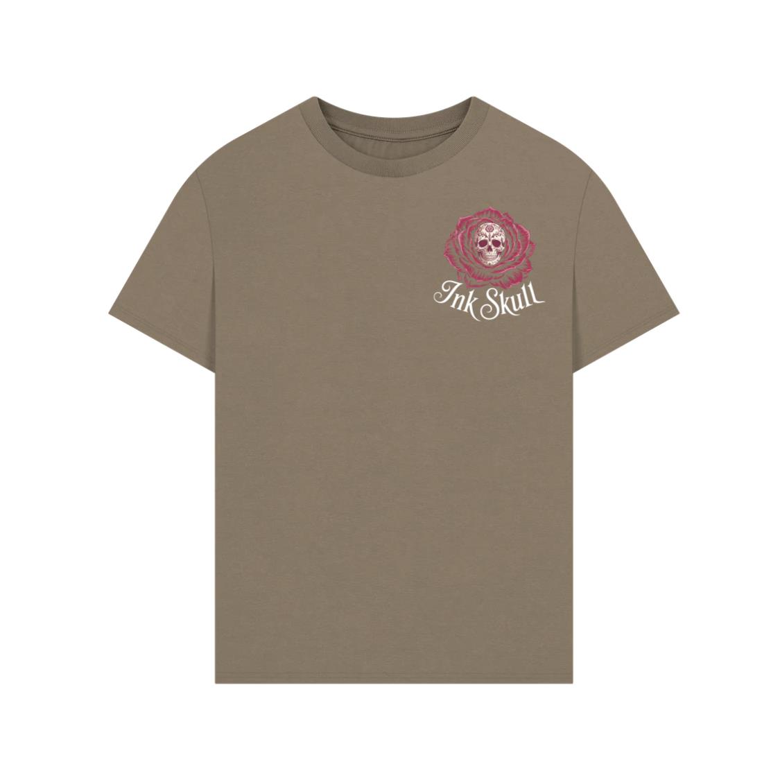 Ink Skull Rose Tattoo Inspired Gothic Artwork Design T-Shirt - Image 2