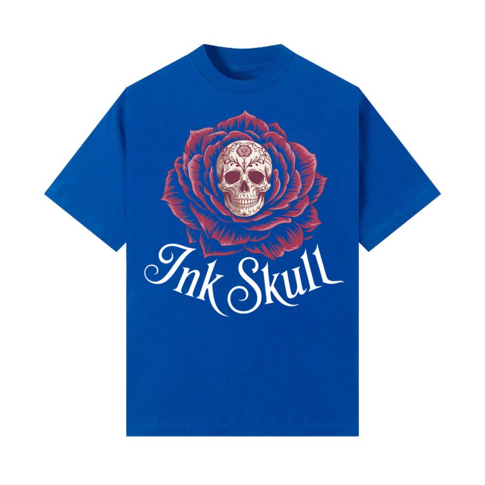 Ink Skull Rose Tattoo Inspired Gothic Artwork Design T-Shirt