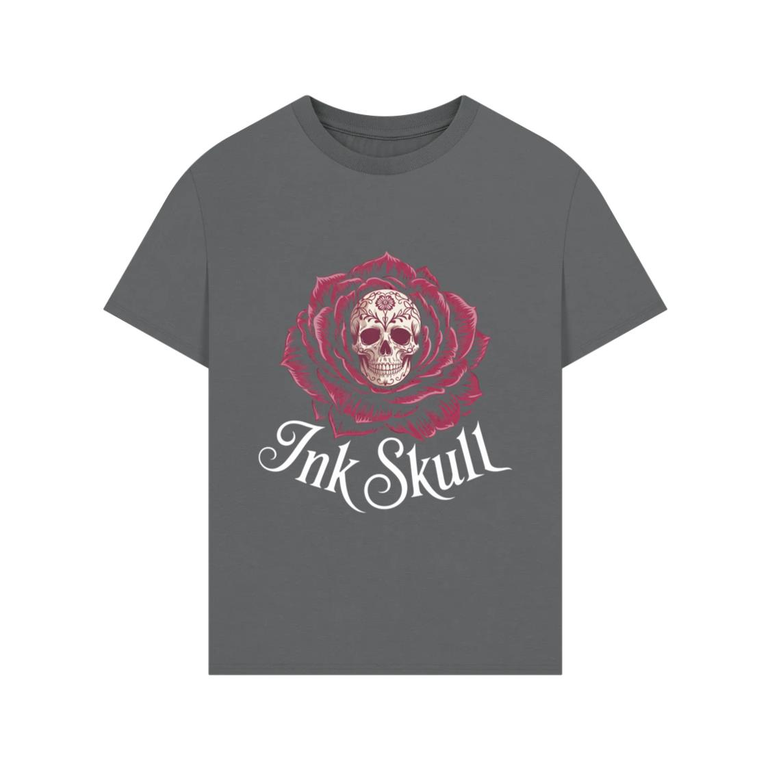 Ink Skull Rose Tattoo Inspired Gothic Artwork Design T-Shirts
