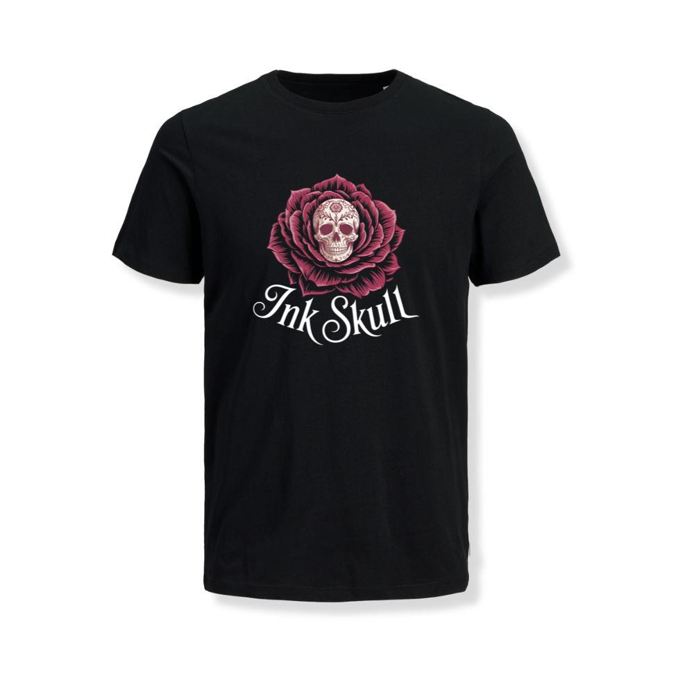 Ink Skull Rose Tattoo Inspired Gothic Artwork Design T-Shirts