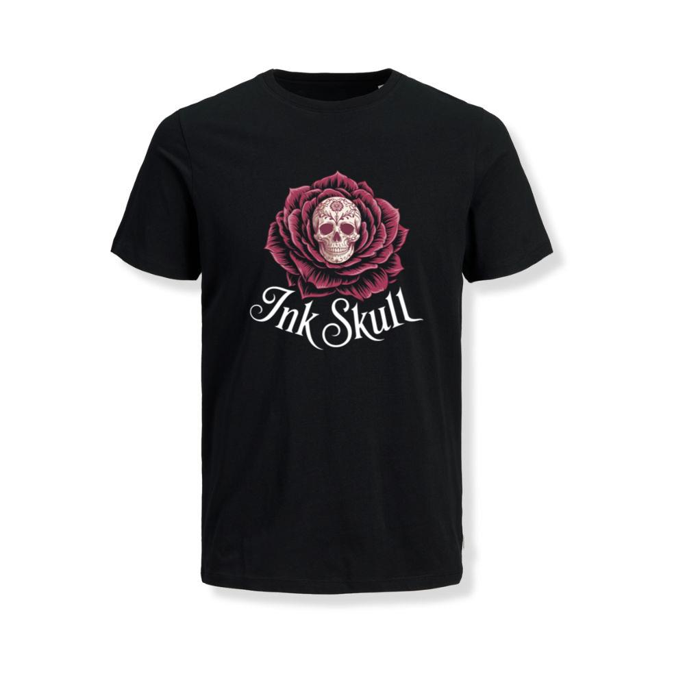 Ink Skull Rose Tattoo Inspired Gothic Artwork Design T-Shirts