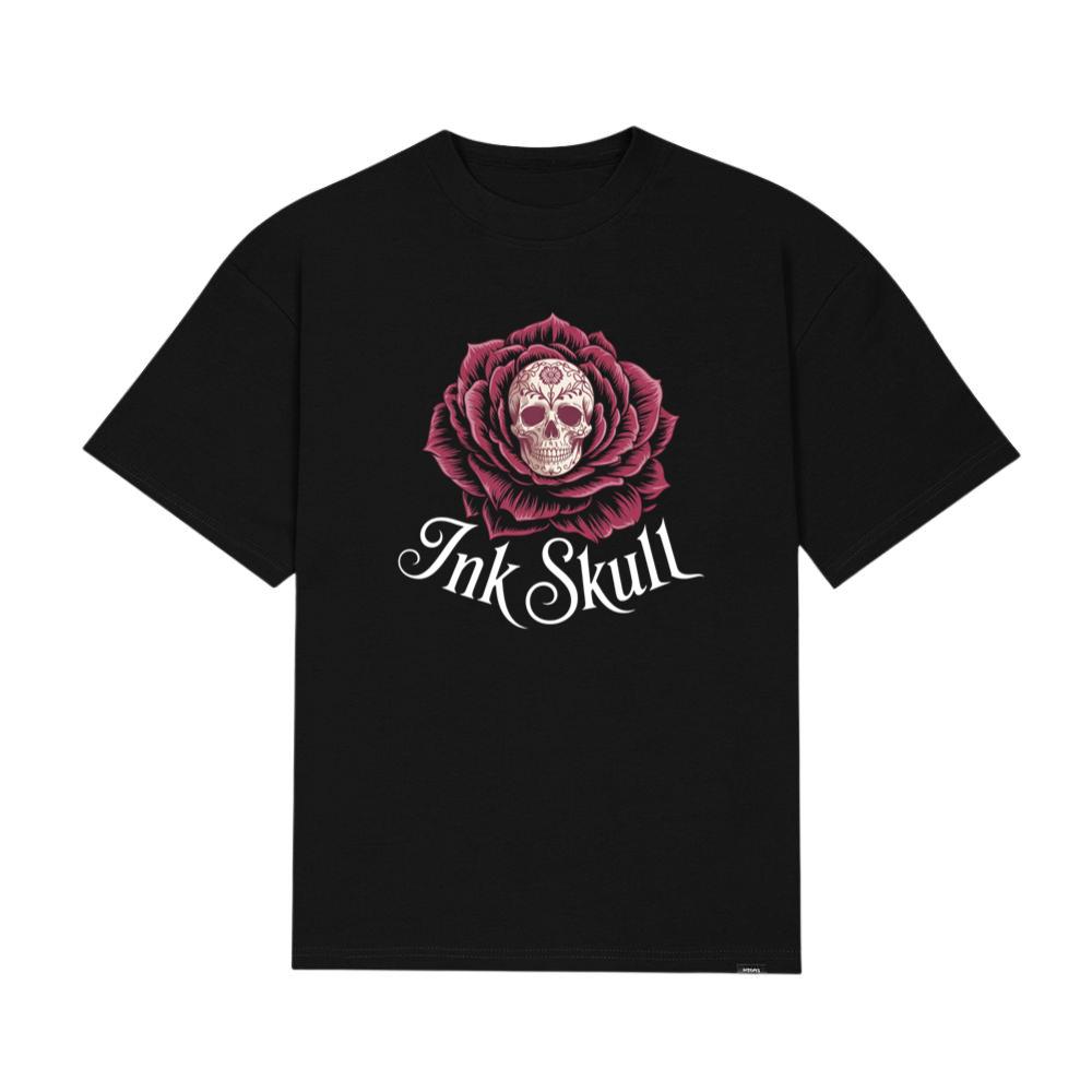 Ink Skull Rose Tattoo Inspired Gothic Artwork Design T-Shirts