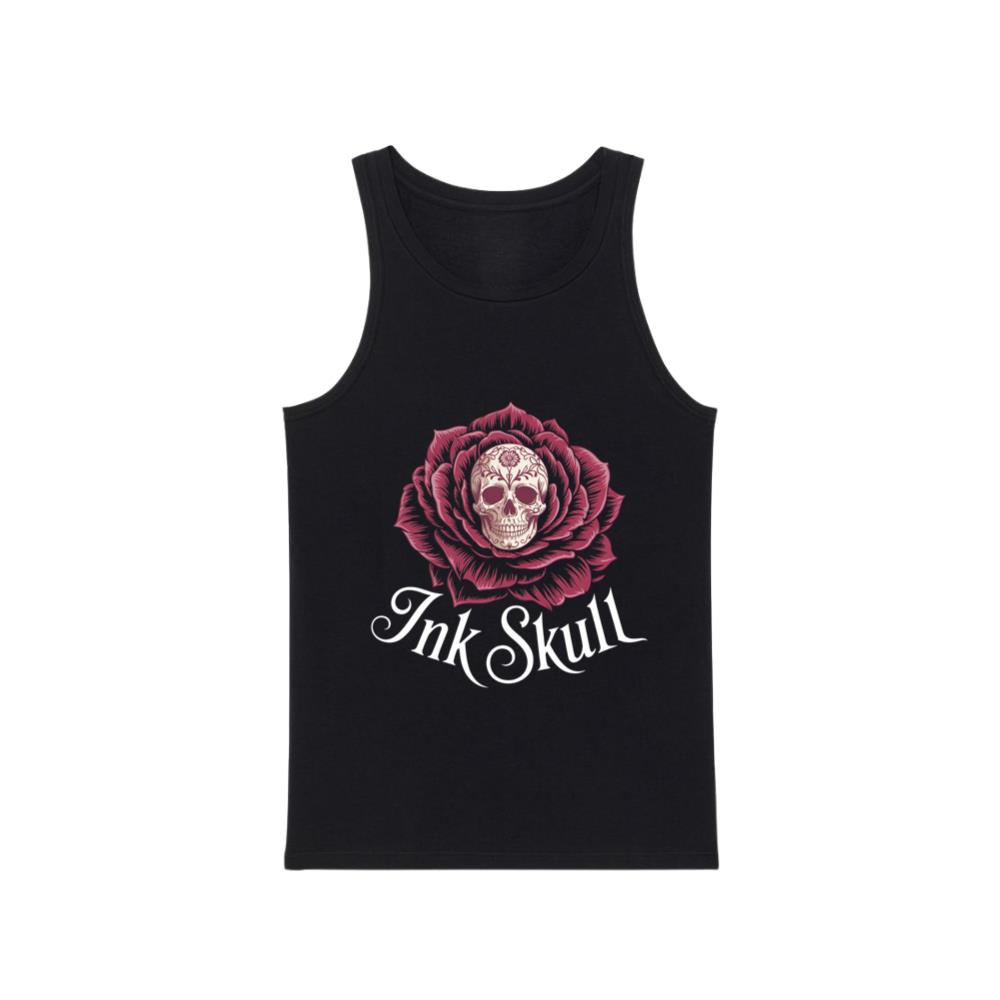Ink Skull Rose Tattoo Inspired Gothic Artwork Design Tank Top