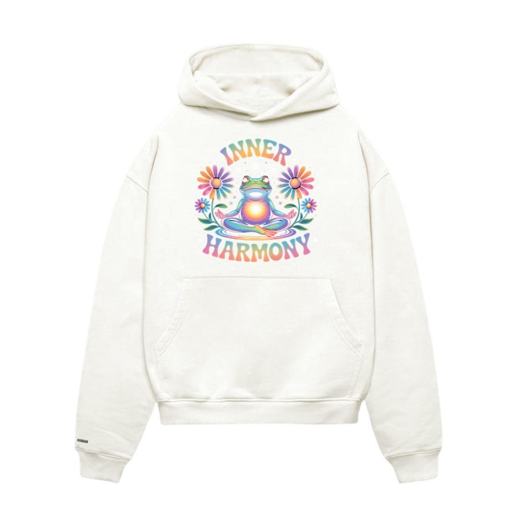 Inner Harmony Meditating Frog with Flowers Spiritual Design Hoodies