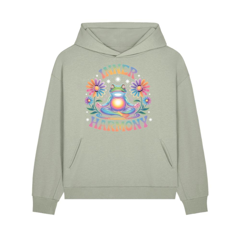 Inner Harmony Meditating Frog with Flowers Spiritual Design Hoodies