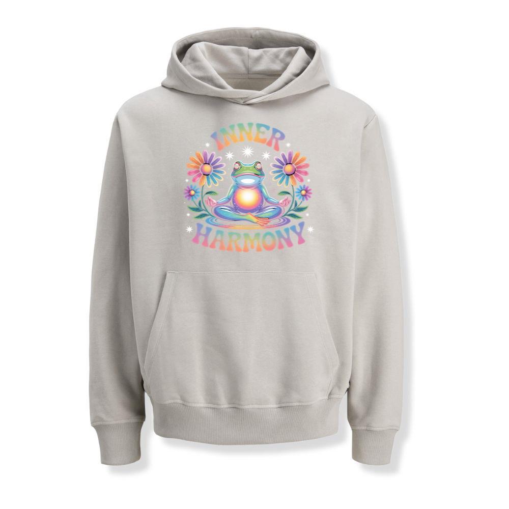 Inner Harmony Meditating Frog with Flowers Spiritual Design Hoodies