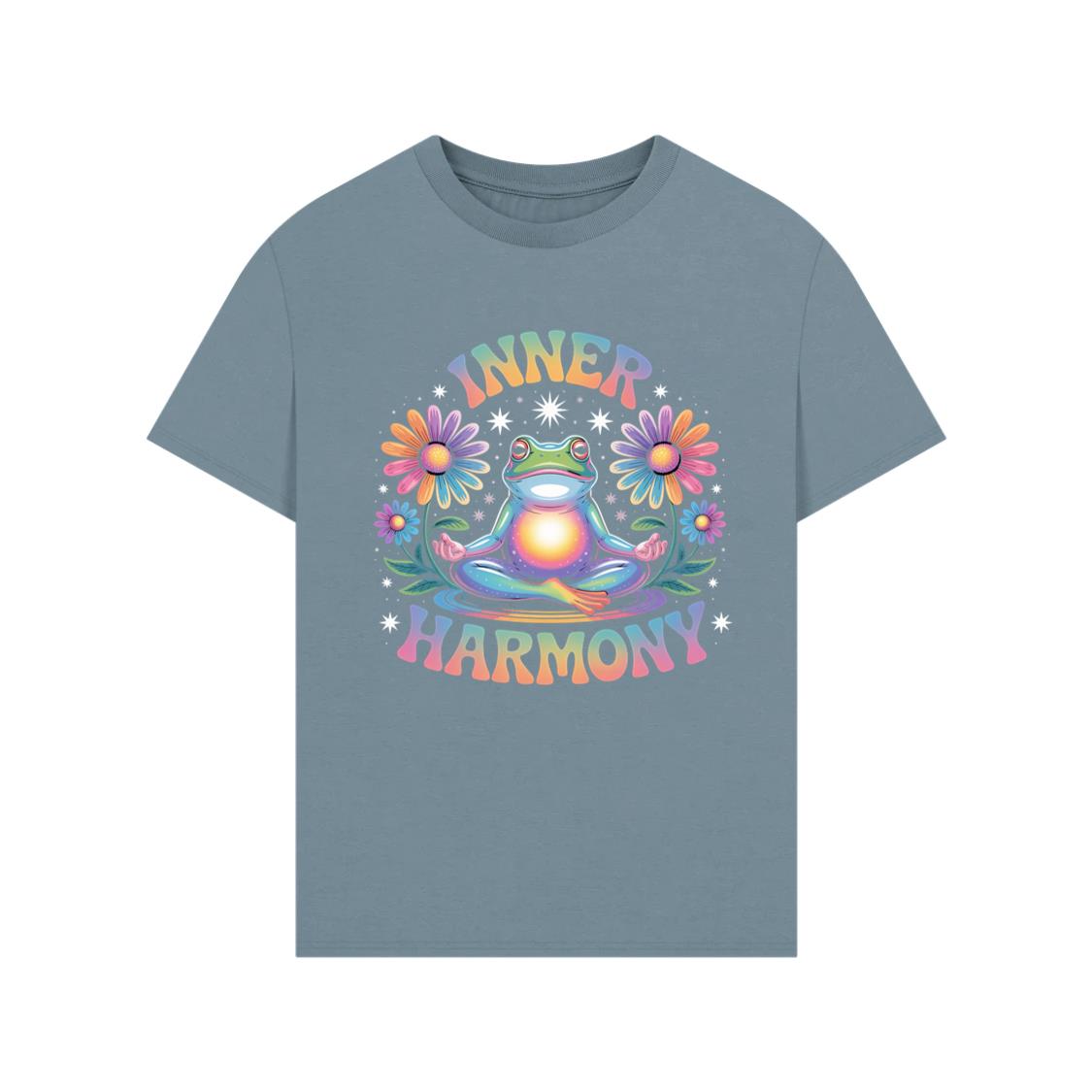 Inner Harmony Meditating Frog with Flowers Spiritual Design T-Shirt