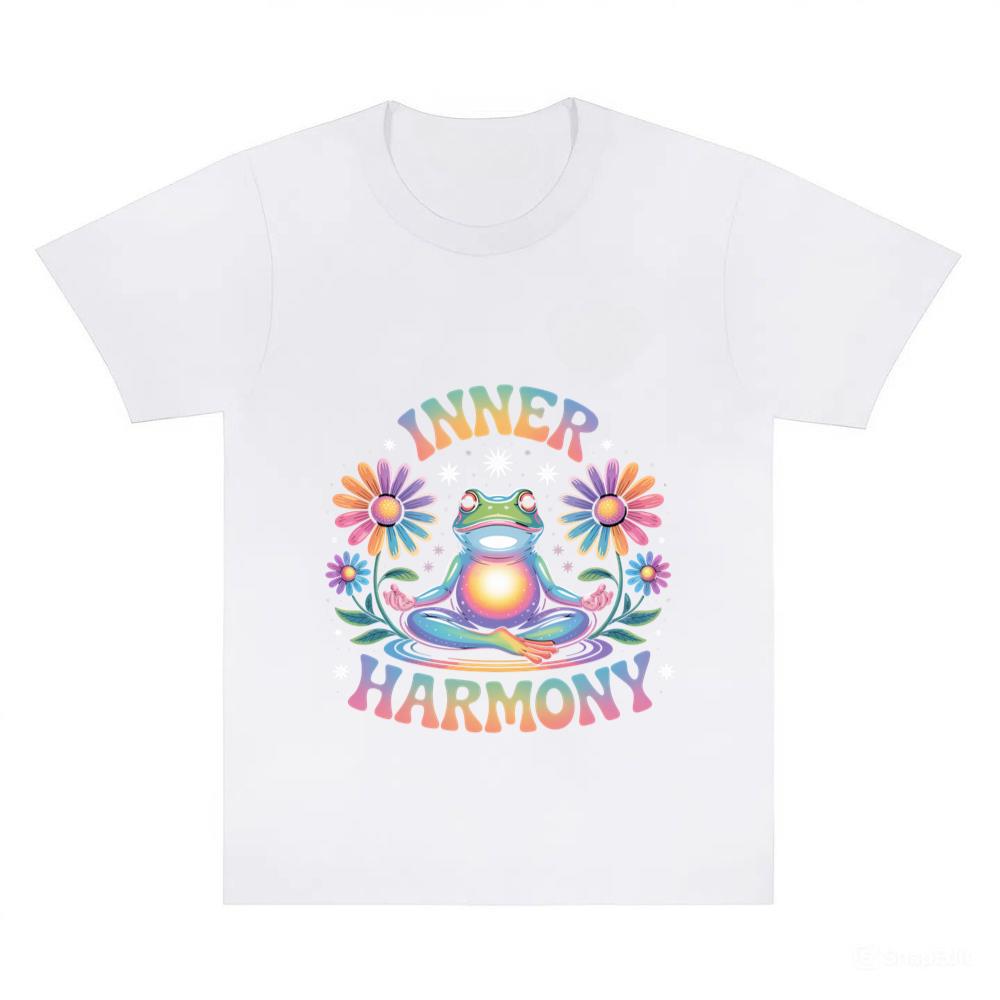 Inner Harmony Meditating Frog with Flowers Spiritual Design T-Shirt