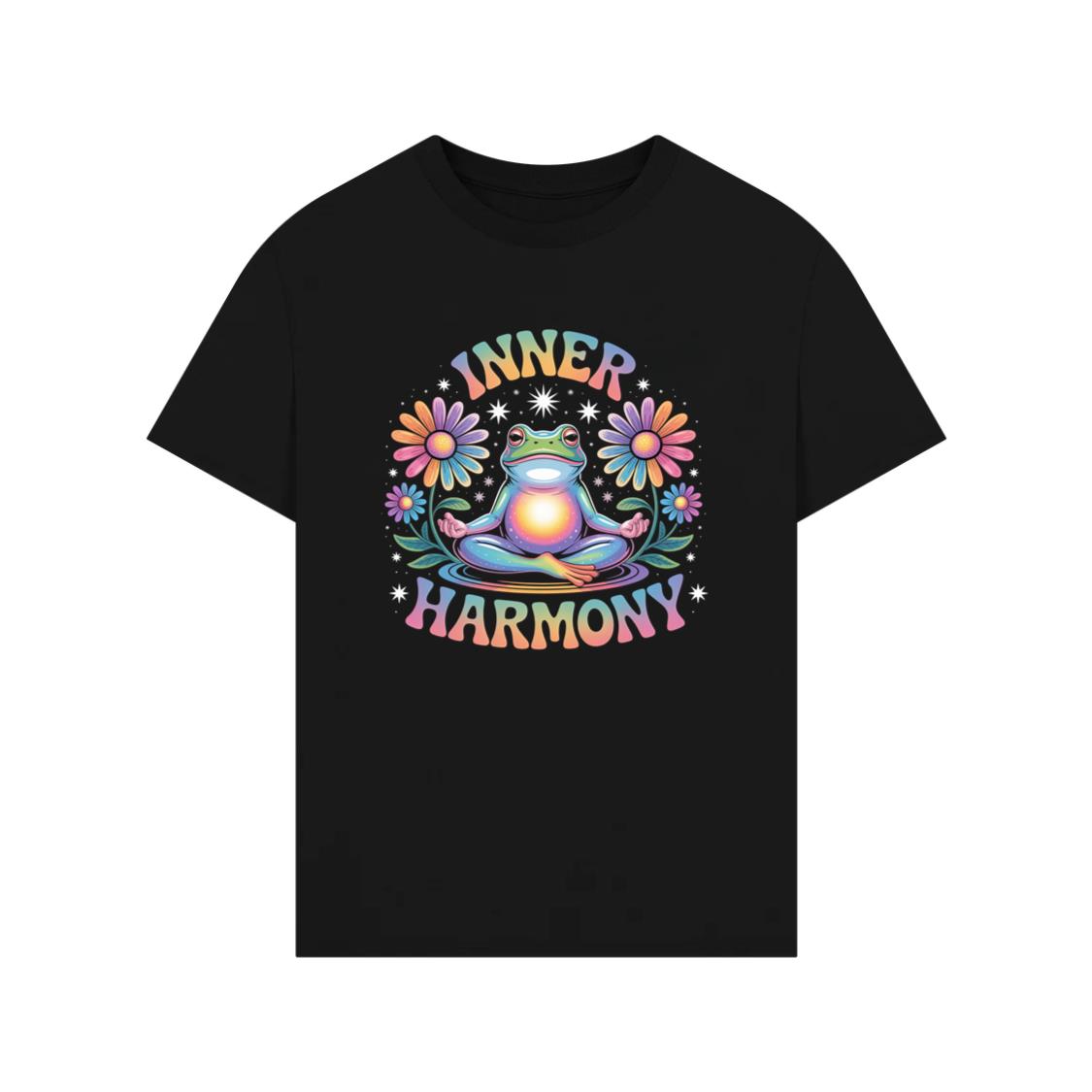 Inner Harmony Meditating Frog with Flowers Spiritual Design T-Shirt