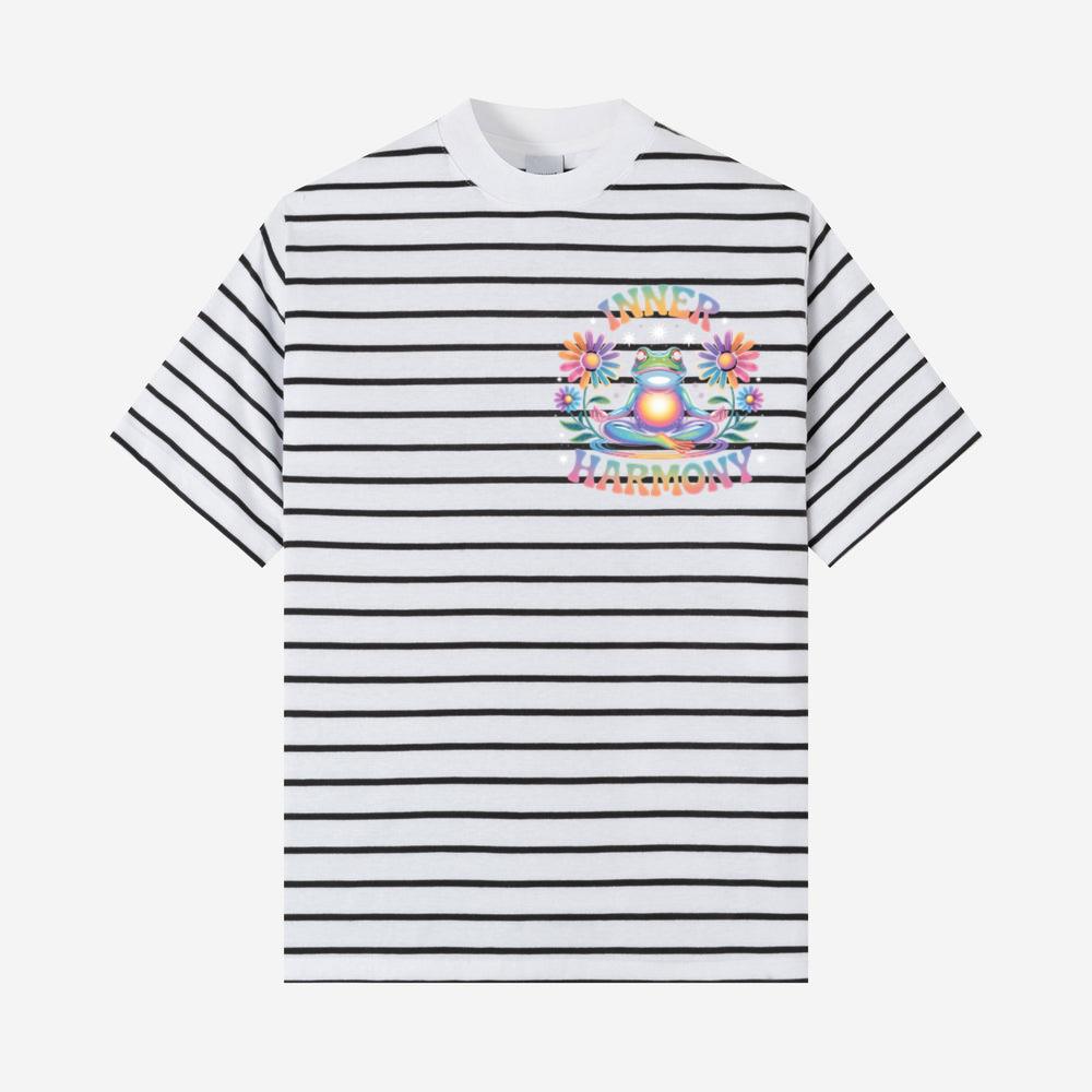 Inner Harmony Meditating Frog with Flowers Spiritual Design T-Shirt