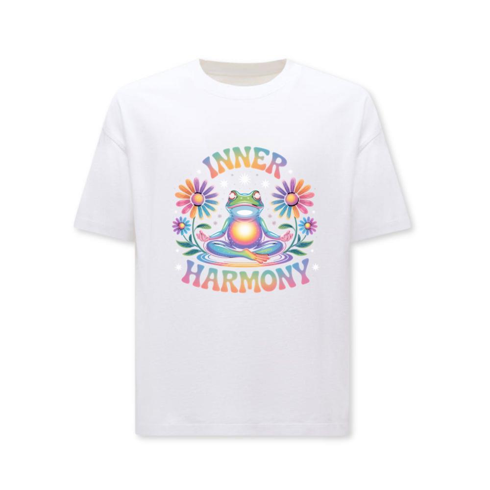 Inner Harmony Meditating Frog with Flowers Spiritual Design T-Shirts