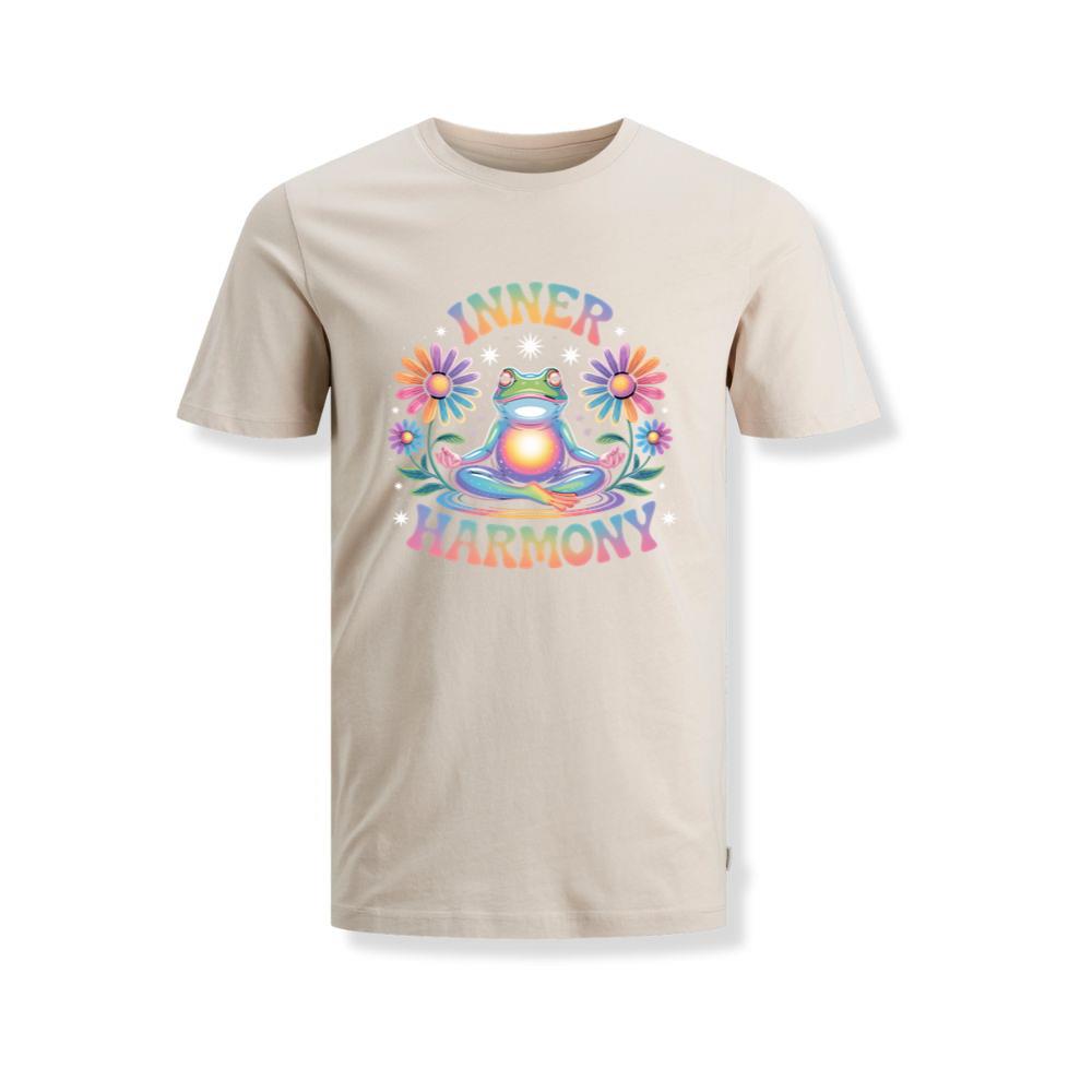 Inner Harmony Meditating Frog with Flowers Spiritual Design T-Shirts